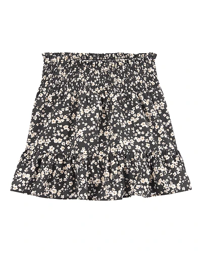 Kid Floral Linen Look-Alike Drawstring Skirt