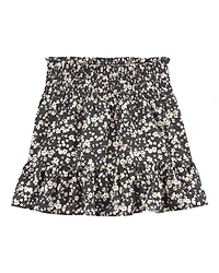 Kid Floral Linen Look-Alike Drawstring Skirt