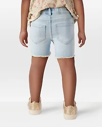 Toddler Frayed Hem Iconic Denim Short - Splash Wash
