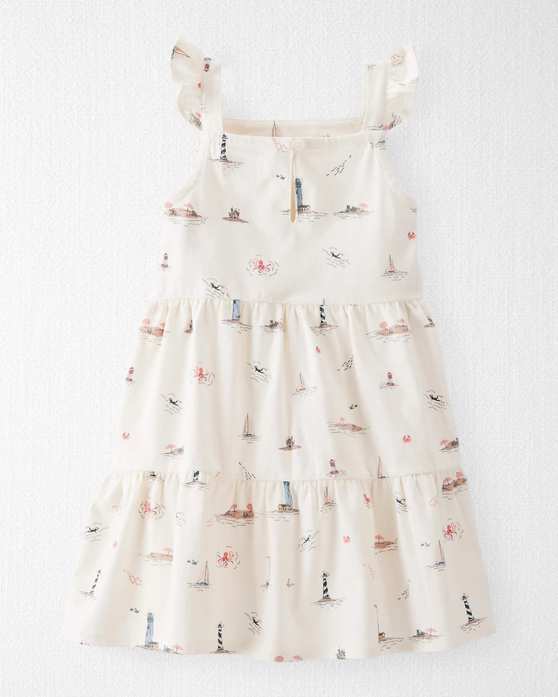 Toddler Organic Cotton Dress in Coastal Vacation Print