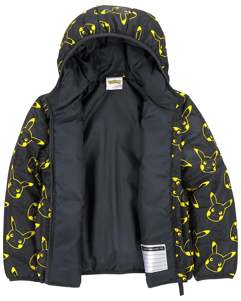 Kid Pikachu Pokémon Puffer Jacket - Black