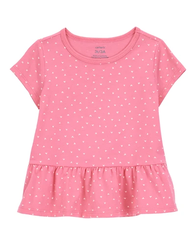 Hearts Peplum Short-Sleeve Tee - Pink