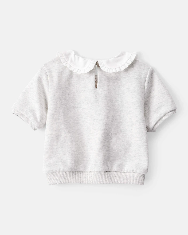 Baby Girl Cherry French Terry Short-Sleeve Graphic Tee - Grey