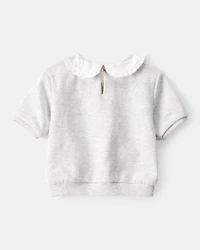 Baby Girl Cherry French Terry Short-Sleeve Graphic Tee - Grey