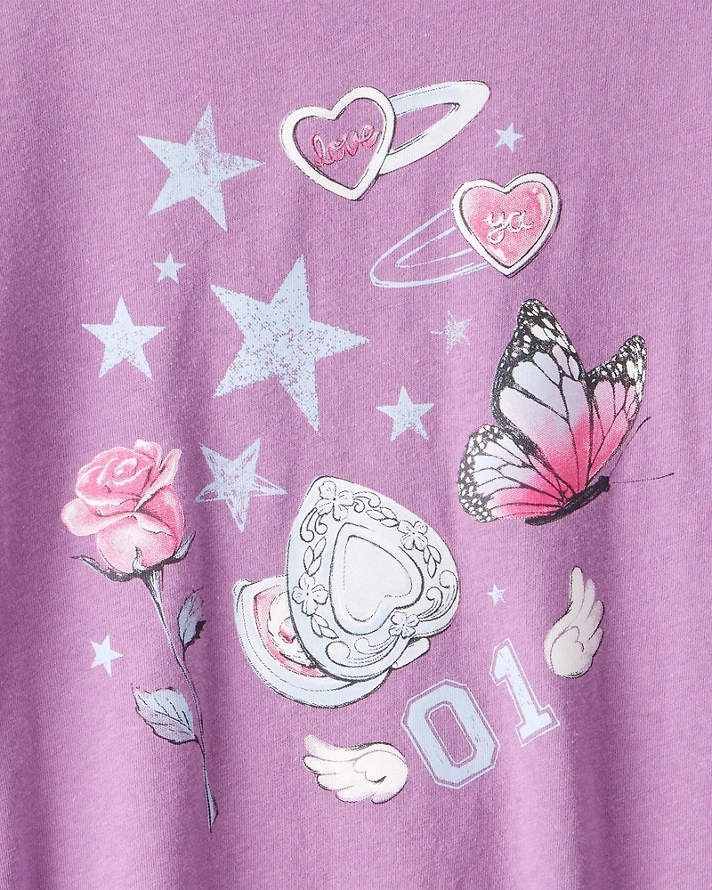 Girls Long-Sleeve Graphic Tee - Purple