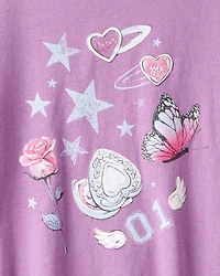 Girls Long-Sleeve Graphic Tee - Purple