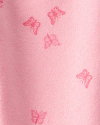 Baby Girl Butterfly Print Fleece Drawstring Joggers - Pink