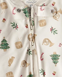 Baby Festive Holiday PurelySoft Long-Sleeve Snug Fit 1-Piece Pajamas - Cream