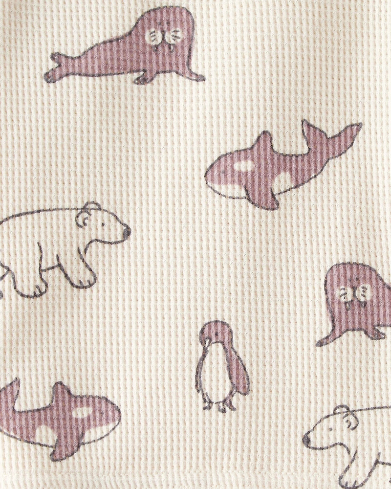 Baby Waffle Knit Pajamas Made with Organic Cotton in Artic Friends Print
