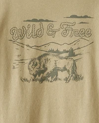 Boys Wild And Free Long-Sleeve Graphic Tee - Brown