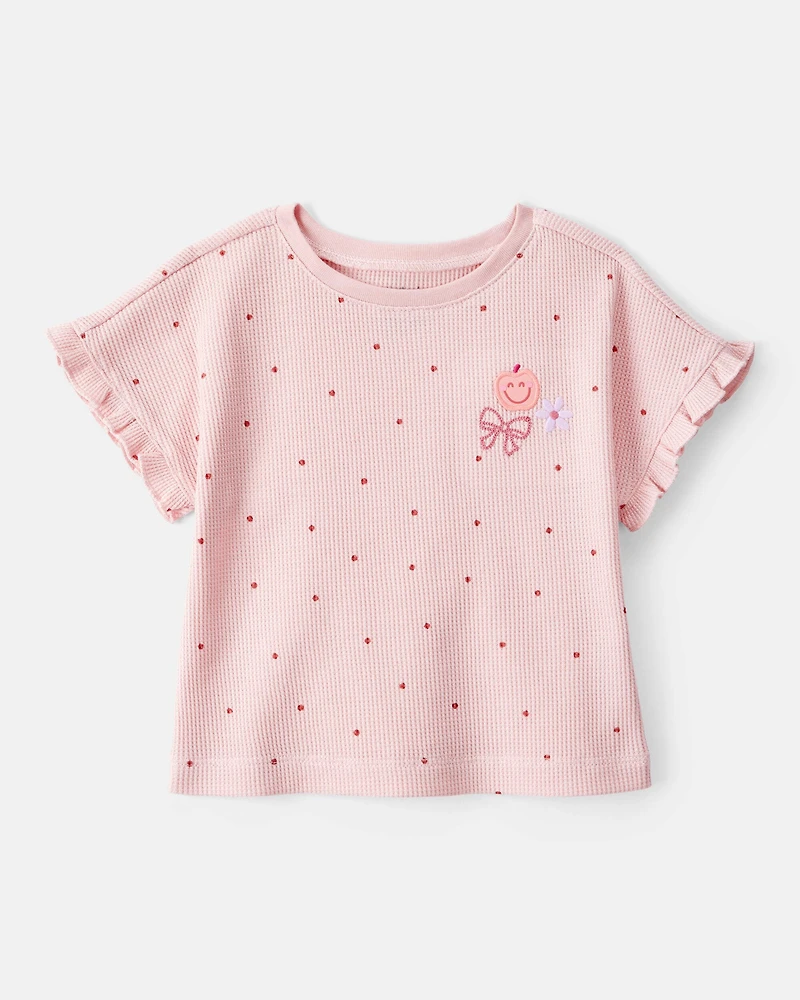 Baby Girl 2-Piece Polka Dot Top & Cotton Cargo Joggers Set - Pink
