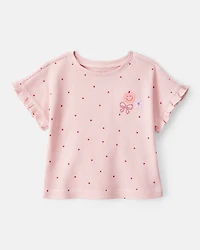 Baby Girl 2-Piece Polka Dot Top & Cotton Cargo Joggers Set - Pink