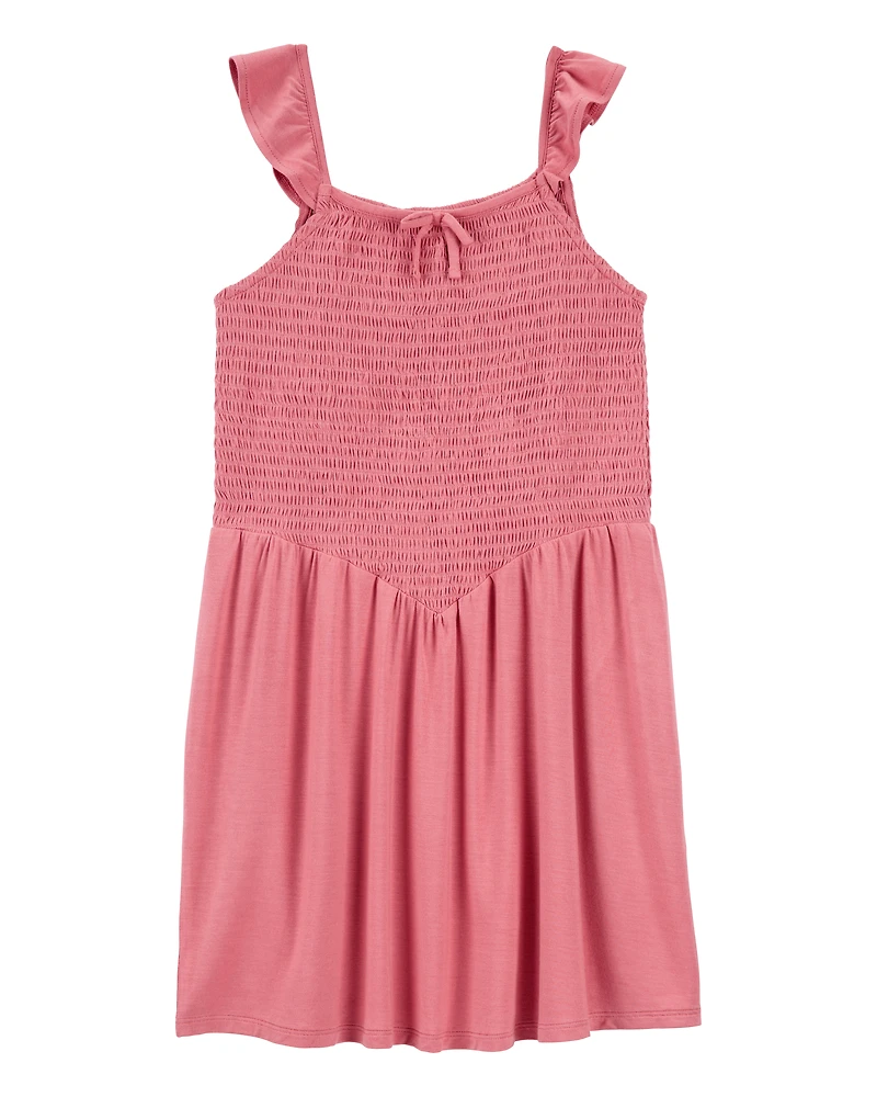 Kid Smocked Tank Dress - Pink