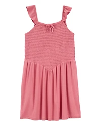 Kid Smocked Tank Dress - Pink