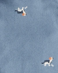 Toddler Boy Dog Print Button-Down Shirt - Blue