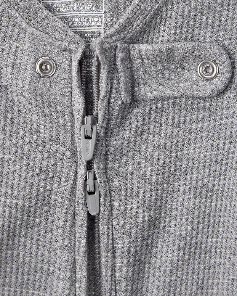 Baby Boy PurelySoft Long-Sleeve 2-Way Zip 1-Piece Pajamas - Grey