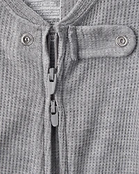Baby Boy PurelySoft Long-Sleeve 2-Way Zip 1-Piece Pajamas - Grey