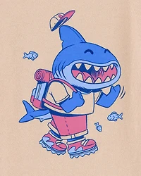 Toddler Dune Shark Short-Sleeve Graphic Tee - Khaki