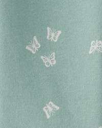 Girls DayDream Fleece Butterfly Print Drawstring Joggers - Green