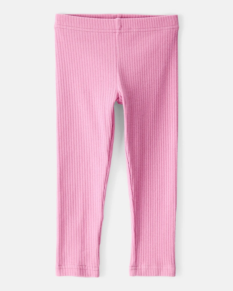 Toddler Girl Cotton Rib Pull-On Stretch Leggings - Purple
