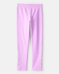Girls Metallic Heart Pull-On Stretch Cozy Leggings - Purple