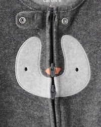 Baby Penguin Loose Fit Sleep & Play Pajamas - Grey