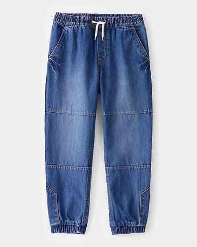 Kid Tapered Iconic Denim Drawstring Joggers - Medium Wash