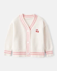 Baby Girl 2-Piece Cherry Long-Sleeve Sweater & Plaid Knit Skort Set - Ivory/Navy