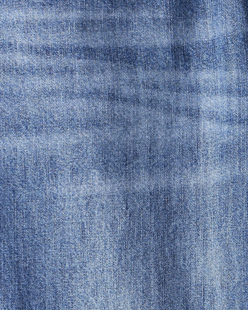 Boys Denim Pull-On Straight Jeans - Medium Wash