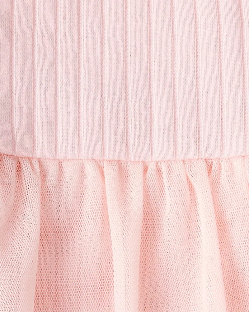 Baby Girl 2-Piece Ribbed Tutu Bodysuit Pant Set - Pink