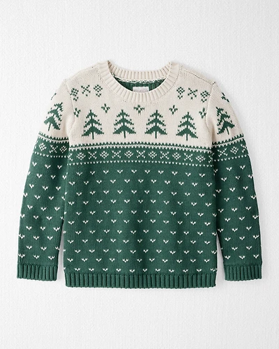 Kid Organic Cotton Evergreen Fair Isle Sweater