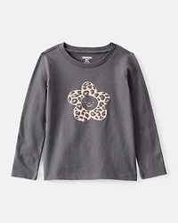 Toddler Girl Flower Long-Sleeve Graphic Tee - Grey