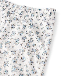 Toddler Girl 2-Piece Organic Cotton Crinkled Knit Set in BlueMist Bloom Print
