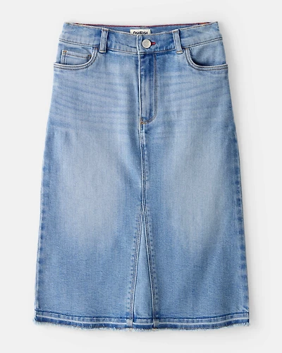 Girls Denim Midi Skirt - Blue