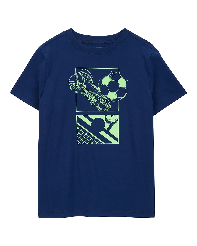 Kid Soccer Short-Sleeve Graphic Tee - Navy