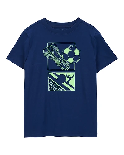 Kid Soccer Short-Sleeve Graphic Tee - Navy