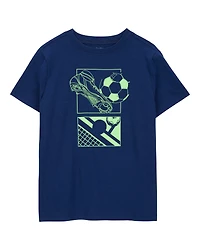 Kid Soccer Short-Sleeve Graphic Tee - Navy