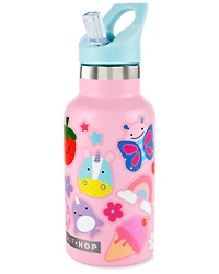 Stainless Steel Canteen Bottle With Stickers - Pink