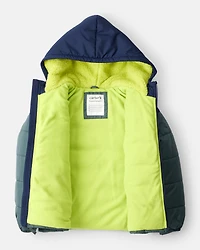 Boys 2-Piece Dinosaur Hooded Snowsuit Jacket & Bib Set - Green/Blue