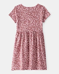 Girls Floral Short-Sleeve Dress - Pink