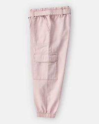 Toddler Girl Cotton Cargo Joggers - Pink
