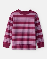 Boys Striped Long-Sleeve Tee - Burgundy