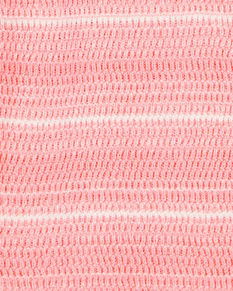 Kid Striped Sweater Knit Romper - Orange