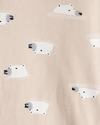Toddler Boy Penguin & Polar Bear 100% Cotton Loose Fit 4-Piece Pajamas - Grey