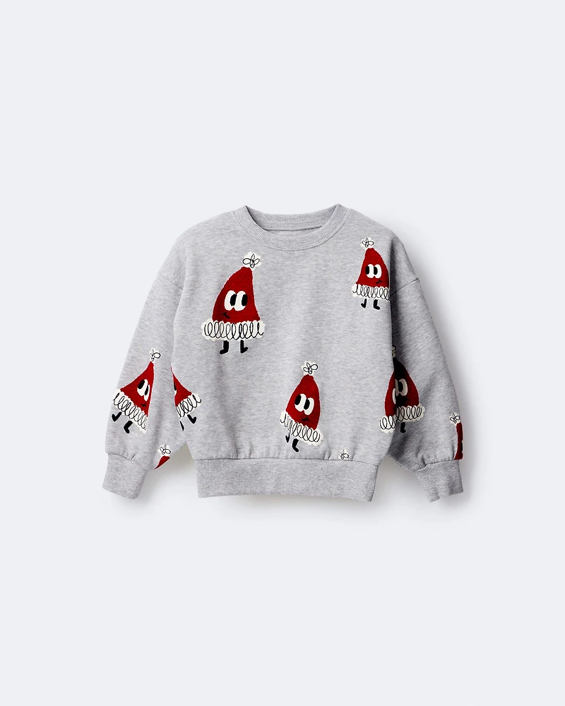 Toddler Santa Hat Dolman-Sleeve Sweatshirt - Heather Grey