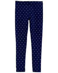 Kid Cotton Polka Dot Stretch Leggings