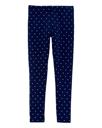Kid Cotton Polka Dot Stretch Leggings