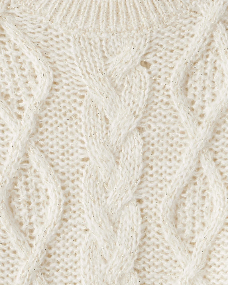 Toddler Girl Metallic Cable Knit Long-Sleeve Sweater - Ivory