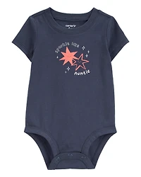 Baby Sparkle Like Auntie Short-Sleeve Bodysuit - Gray