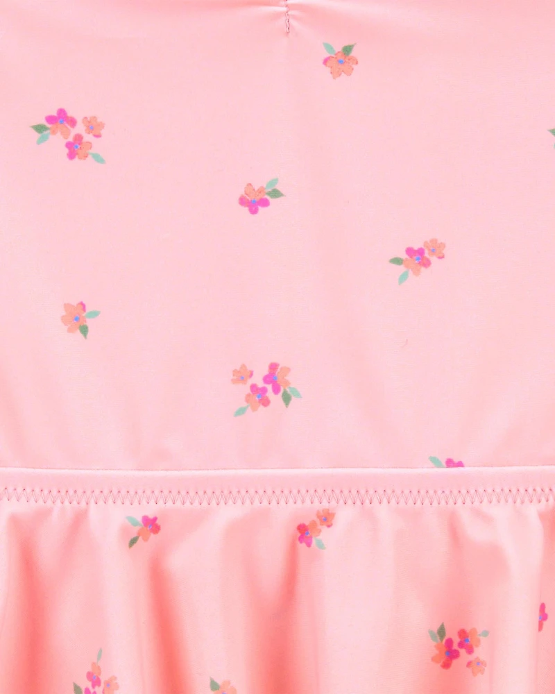 Toddler Girl 1-Piece Floral Tutu Swimsuit - Pink